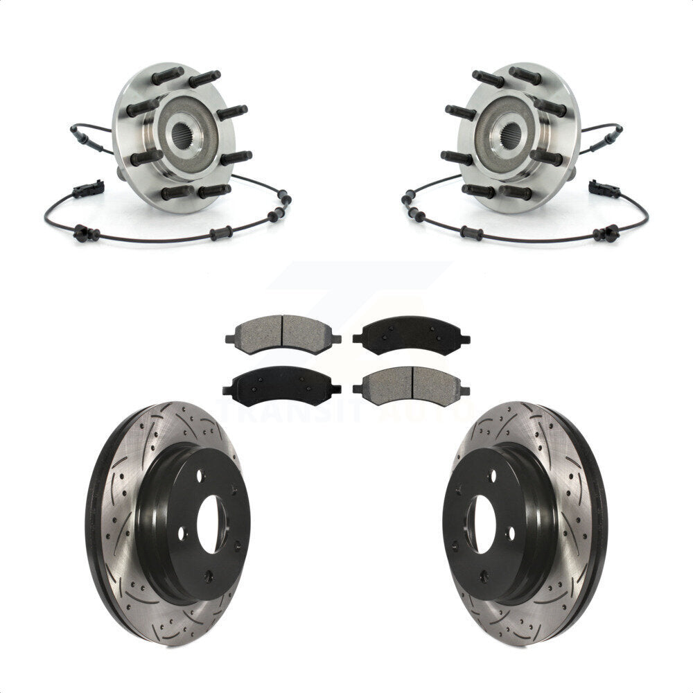 Ensemble de roulement de moyeu avant, Rotor de frein à fente percé et Kit de plaquettes pour Dodge Ram 150