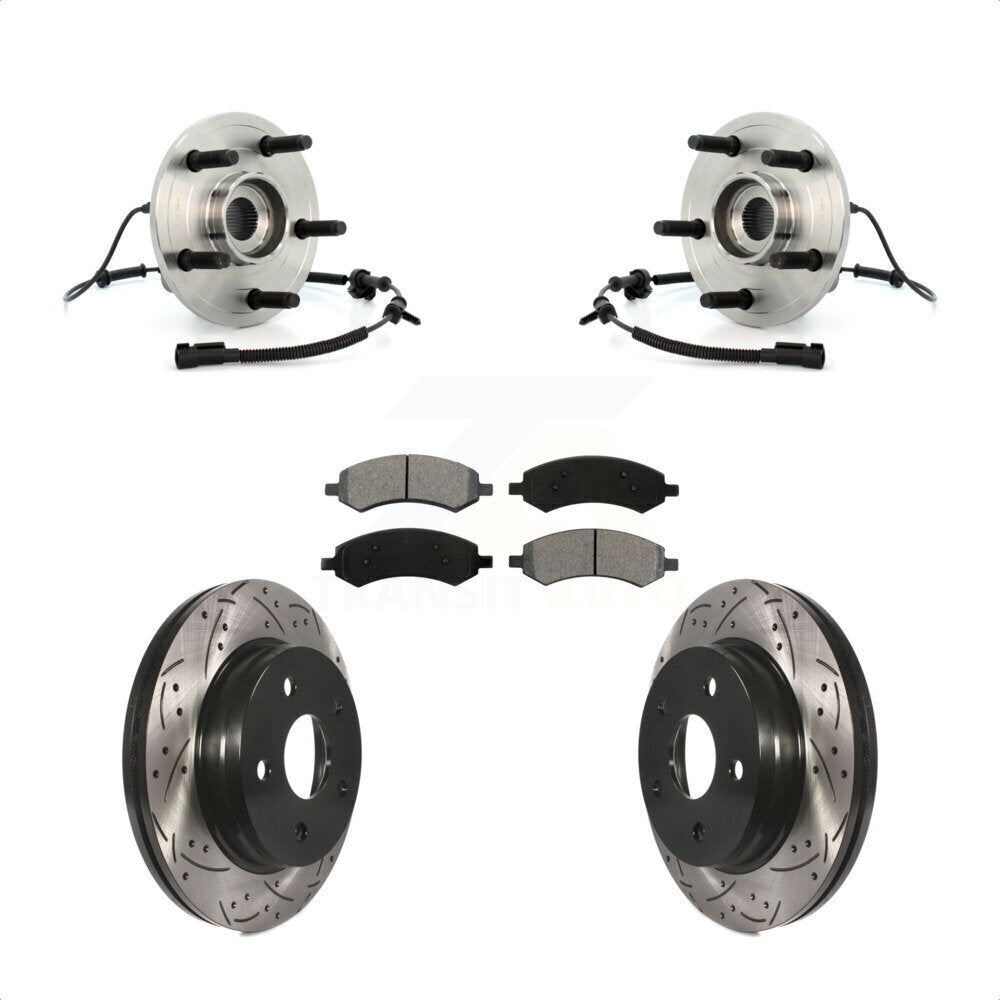 Ensemble de roulement de moyeu avant, Rotor de frein à fente percé et Kit de plaquettes pour Dodge Ram 150