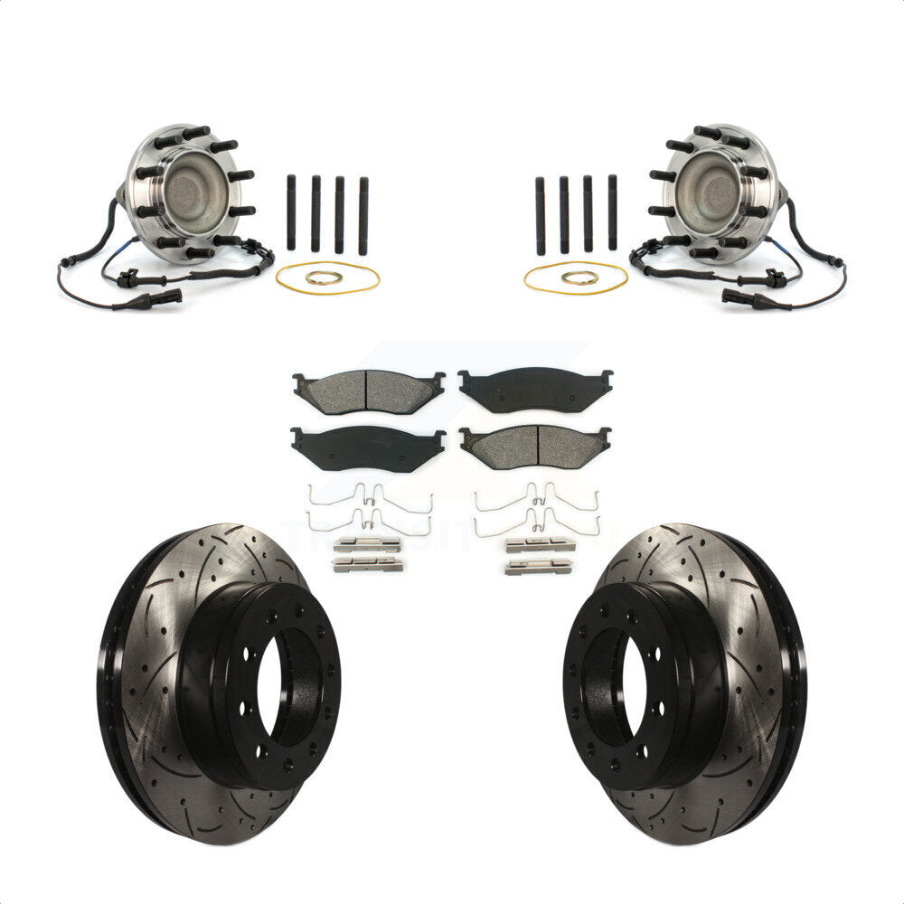Kit de plaquettes de Rotor de frein, roulement de moyeu avant, fente de perçage, pour Ford F-550 Super Duty F-45