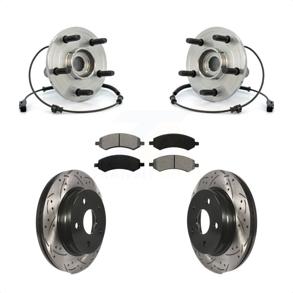 Ensemble de roulement de moyeu avant, Rotor de frein à fente percé et Kit de plaquettes pour Dodge Ram 150