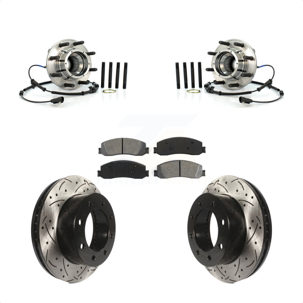 Kit de plaquettes de Rotor de frein, roulement de moyeu avant, fente de perçage, pour Ford F-350 Super Duty F-25