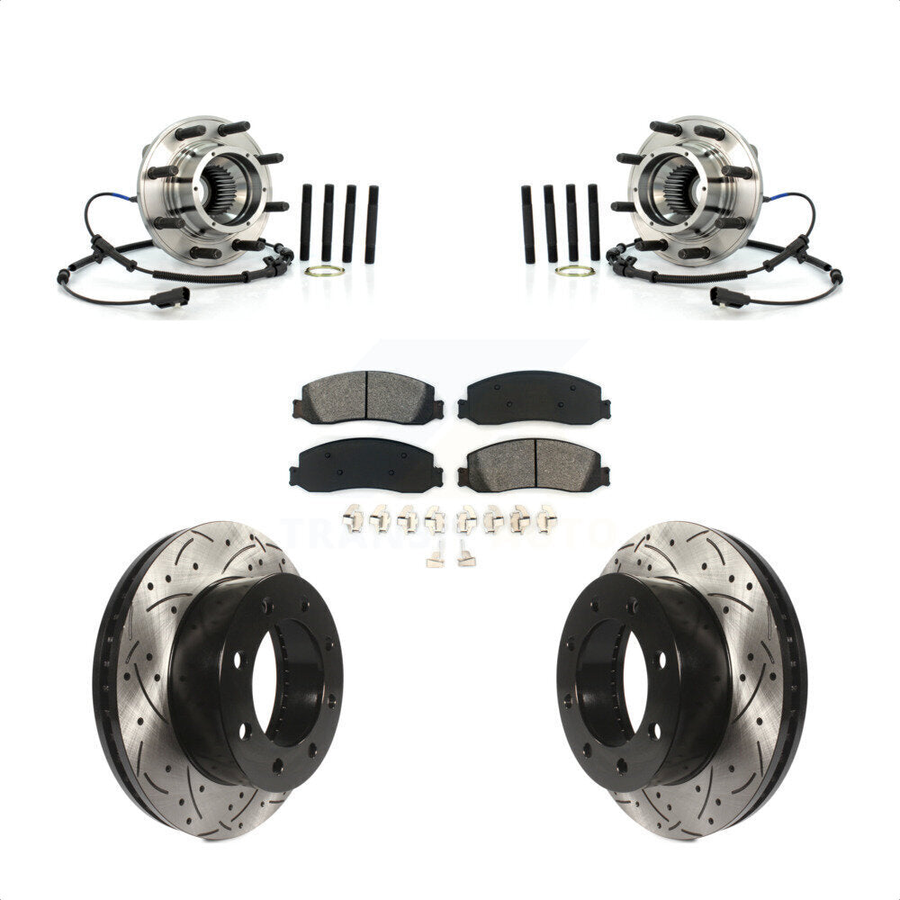 Kit de plaquettes de Rotor de frein, roulement de moyeu avant, fente de perçage, pour Ford F-350 Super Duty F-25