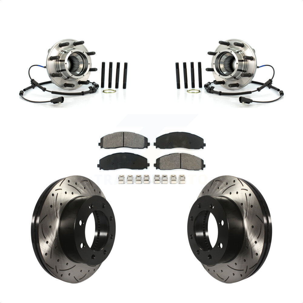 Kit de plaquettes de Rotor de frein, roulement de moyeu avant, fente de perçage, pour Ford F-250 Super Duty F-35