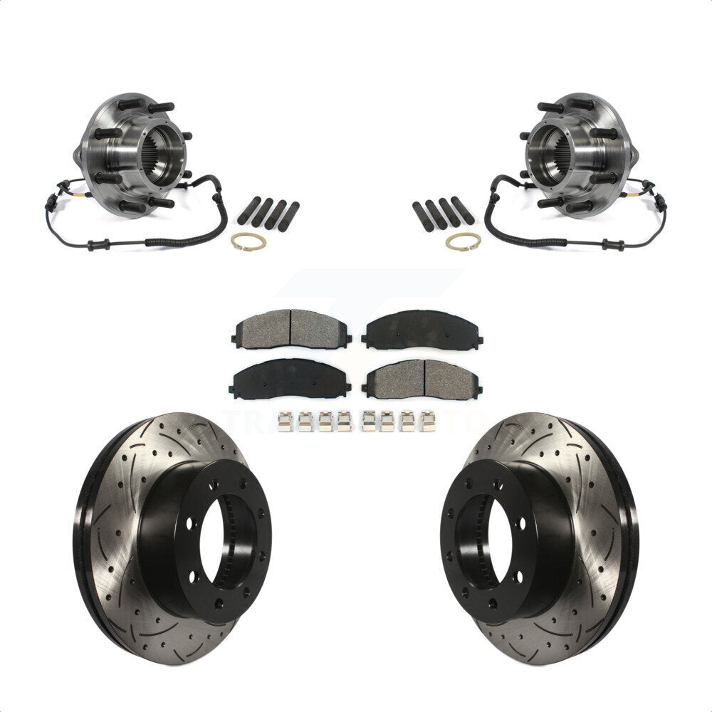 Kit de plaquettes de Rotor de frein, roulement de moyeu avant, fente percée, pour Ford F-350 Super Duty 4W