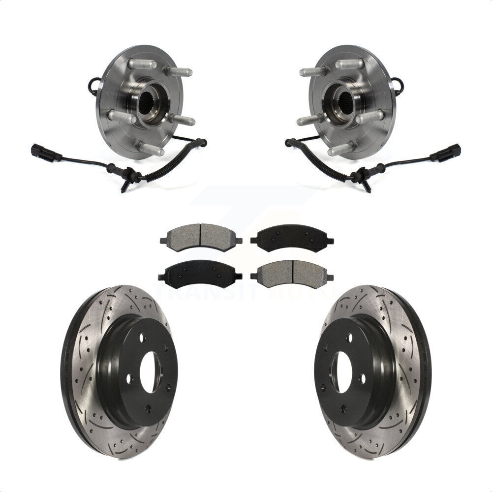 Kit de plaquettes de Rotor de frein avec roulement de moyeu avant, fente de perçage revêtue pour Ram 1500 Classic 4W