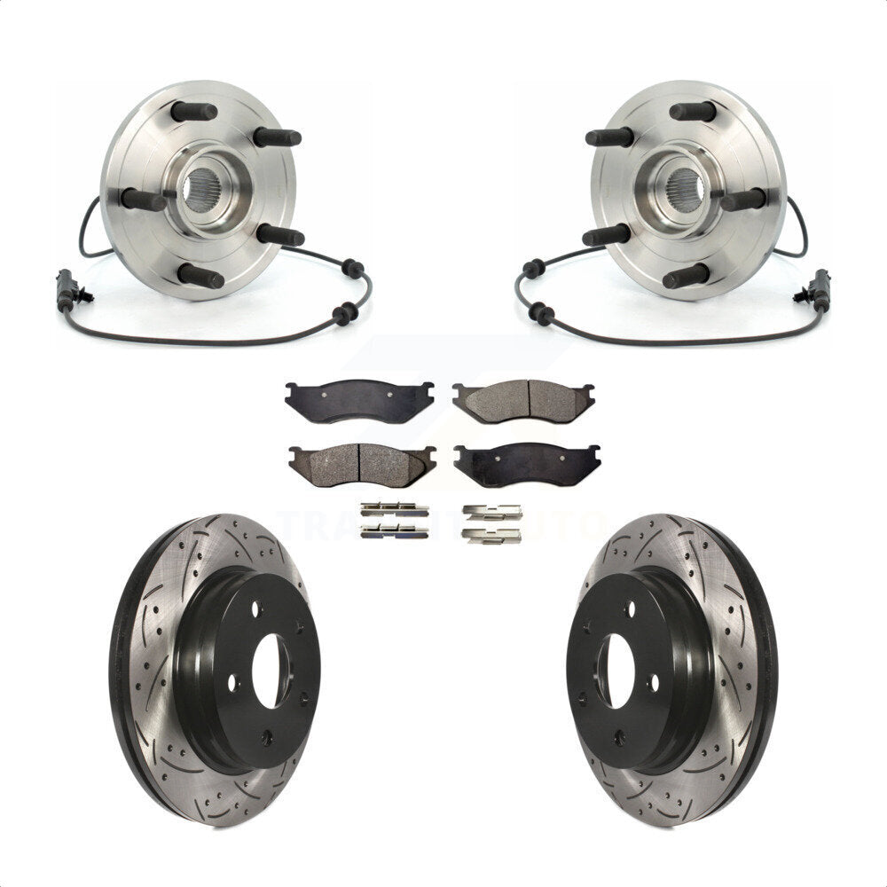 Kit de rotor et de plaquettes de frein à fente percée, roulement de moyeu avant pour Dodge Durang 2004 – 2005
