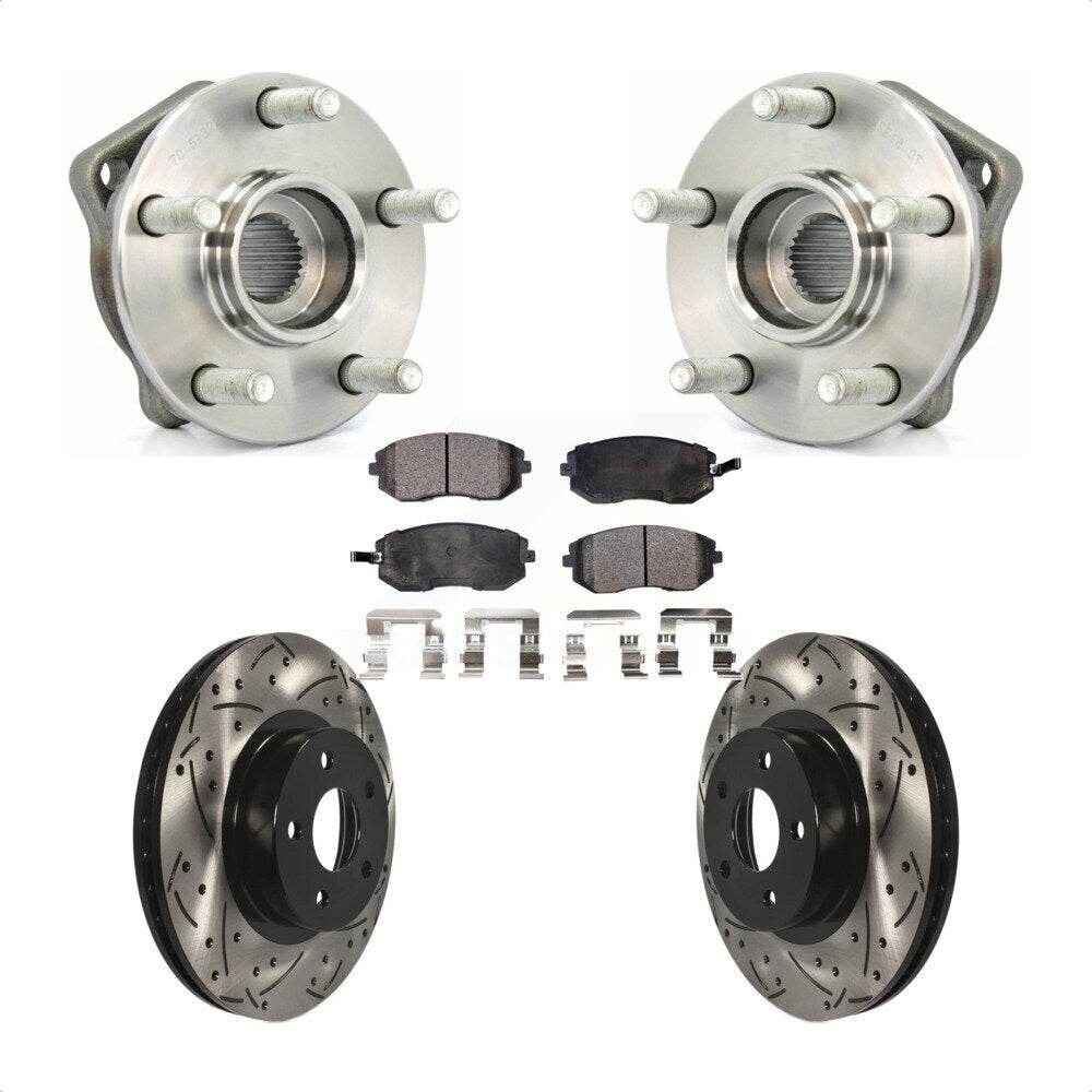 Kit de plaquettes de Rotor de frein, roulement de moyeu avant, fente de perçage, pour Subaru Impreza Legac