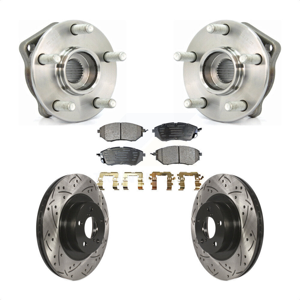 Ensemble de roulements de moyeu avant, fente de perçage, Kit de plaquettes de Rotor de frein pour Subaru Legac
