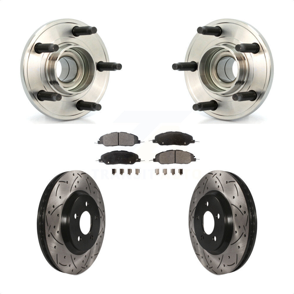 Kit de plaquettes de Rotor de frein, ensemble de roulements de moyeu avant, fente de perçage, pour Ford Mustang