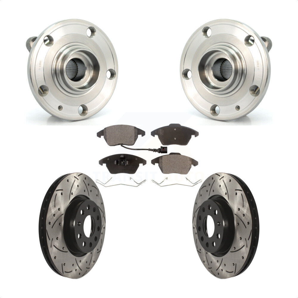 Kit de plaquettes de Rotor de frein, roulement de moyeu avant, fente de perçage, pour Volkswagen Jetta Beetle GT