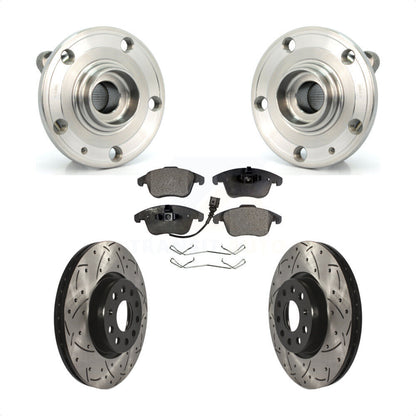 Kit de plaquettes de Rotor de frein, roulement de moyeu avant, fente de perçage, pour Volkswagen Tiguan Passat Q