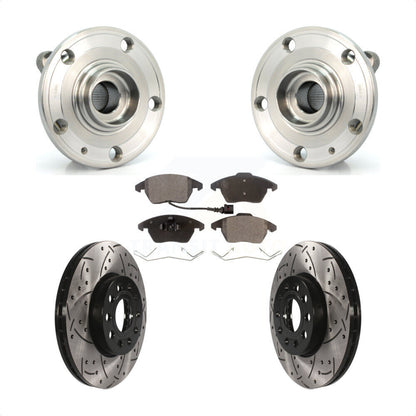 Kit de plaquettes de Rotor de frein, roulement de moyeu avant, fente de perçage, pour Volkswagen Jetta Beetle Eo