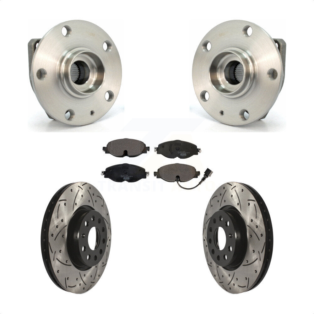 Kit de plaquettes de Rotor de frein, roulement de moyeu avant, fente percée, pour Volkswagen Golf Alltrac
