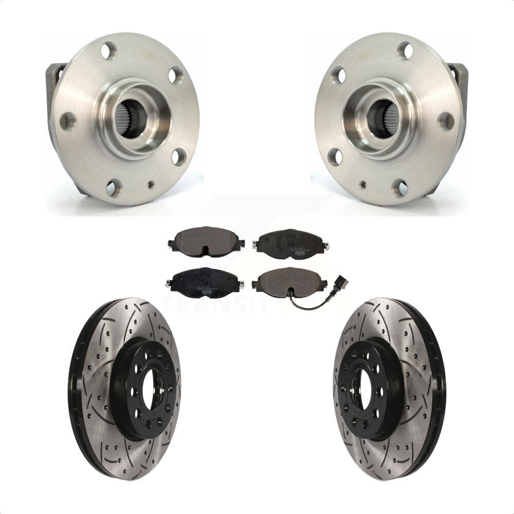 Kit de plaquettes de Rotor de frein, roulement de moyeu avant, fente de perçage, pour Volkswagen Golf SportWage