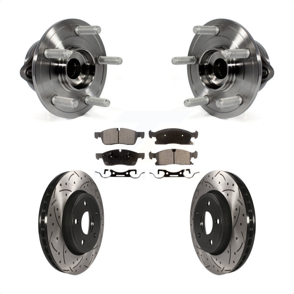 Kit de plaquettes de Rotor de frein, roulement de moyeu avant, fente percée, pour Jeep Grand Cherokee Dodg