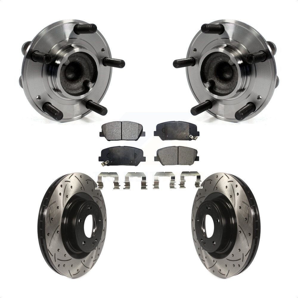 Kit de plaquettes de Rotor de frein, roulement de moyeu avant, fente de perçage, pour Hyundai Genesis Coup