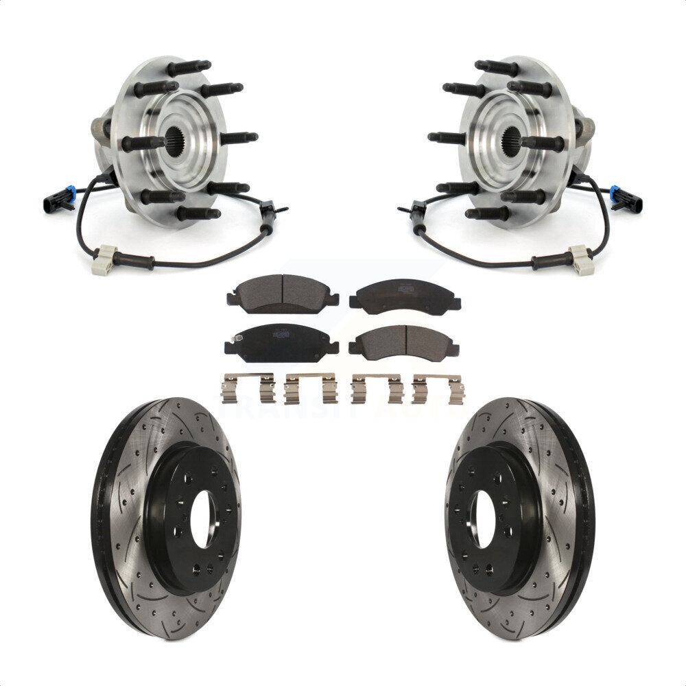 Kit de Rotor et de plaquettes de frein à fente percée, roulement de moyeu avant, pour Chevrolet GMC Silverad