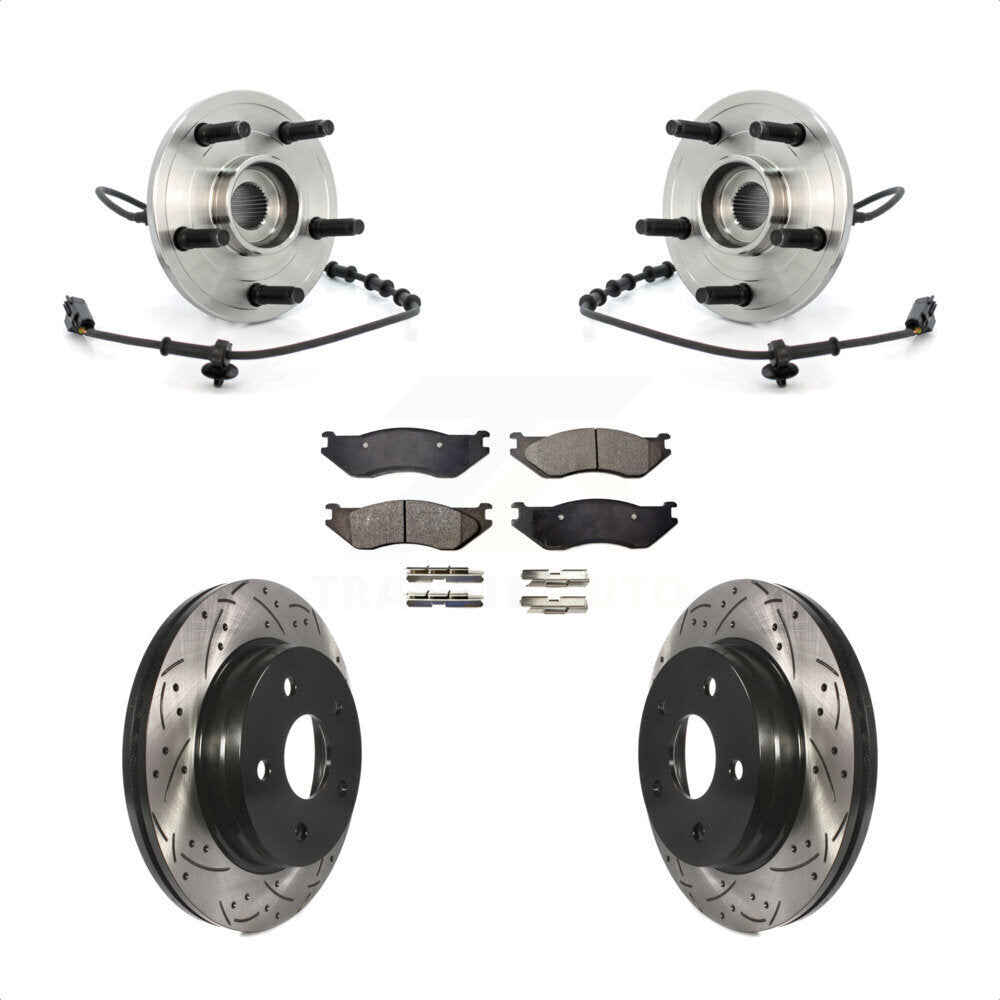 Ensemble de roulement de moyeu avant, Rotor de frein à fente percé et Kit de plaquettes pour Dodge Ram 150