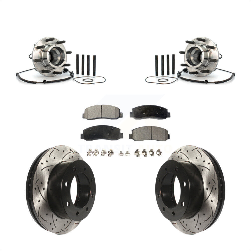 Kit de plaquettes de Rotor de frein, roulement de moyeu avant, fente de perçage, pour Ford F-250 Super Duty F-35