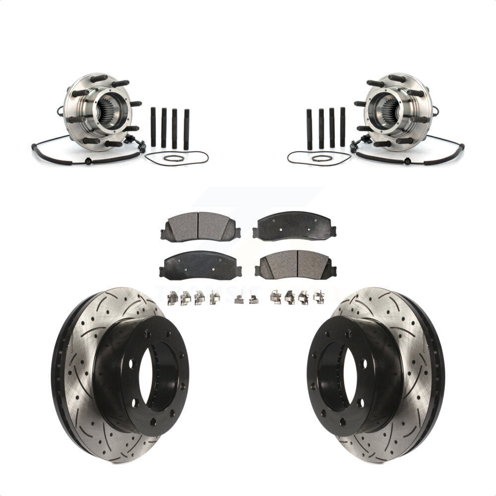 Kit de plaquettes de Rotor de frein, roulement de moyeu avant, fente percée, pour Ford F-350 Super Duty 4W