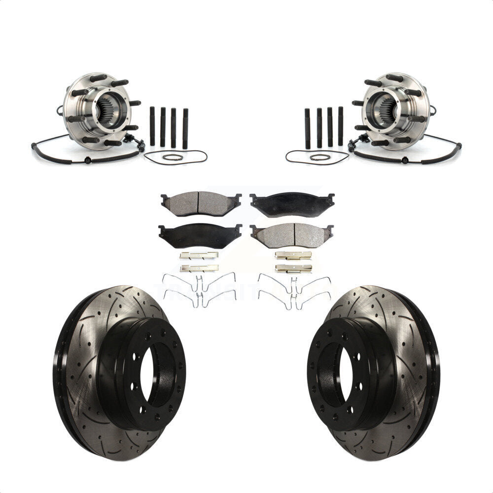 Kit de plaquettes de Rotor de frein, roulement de moyeu avant, fente de perçage, pour Ford F-550 Super Duty 4 X