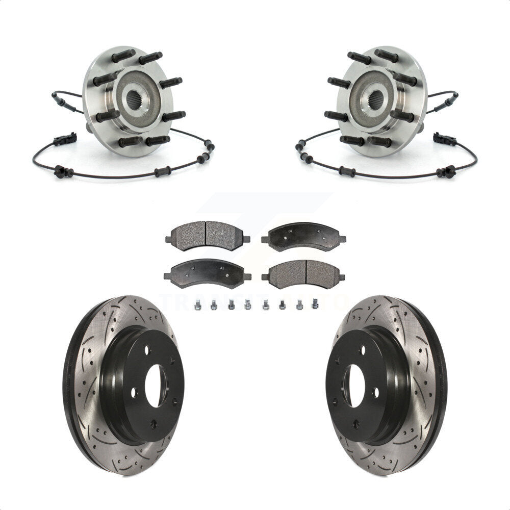 Ensemble de roulement de moyeu avant, Rotor de frein à fente percé et Kit de plaquettes pour Dodge Ram 150