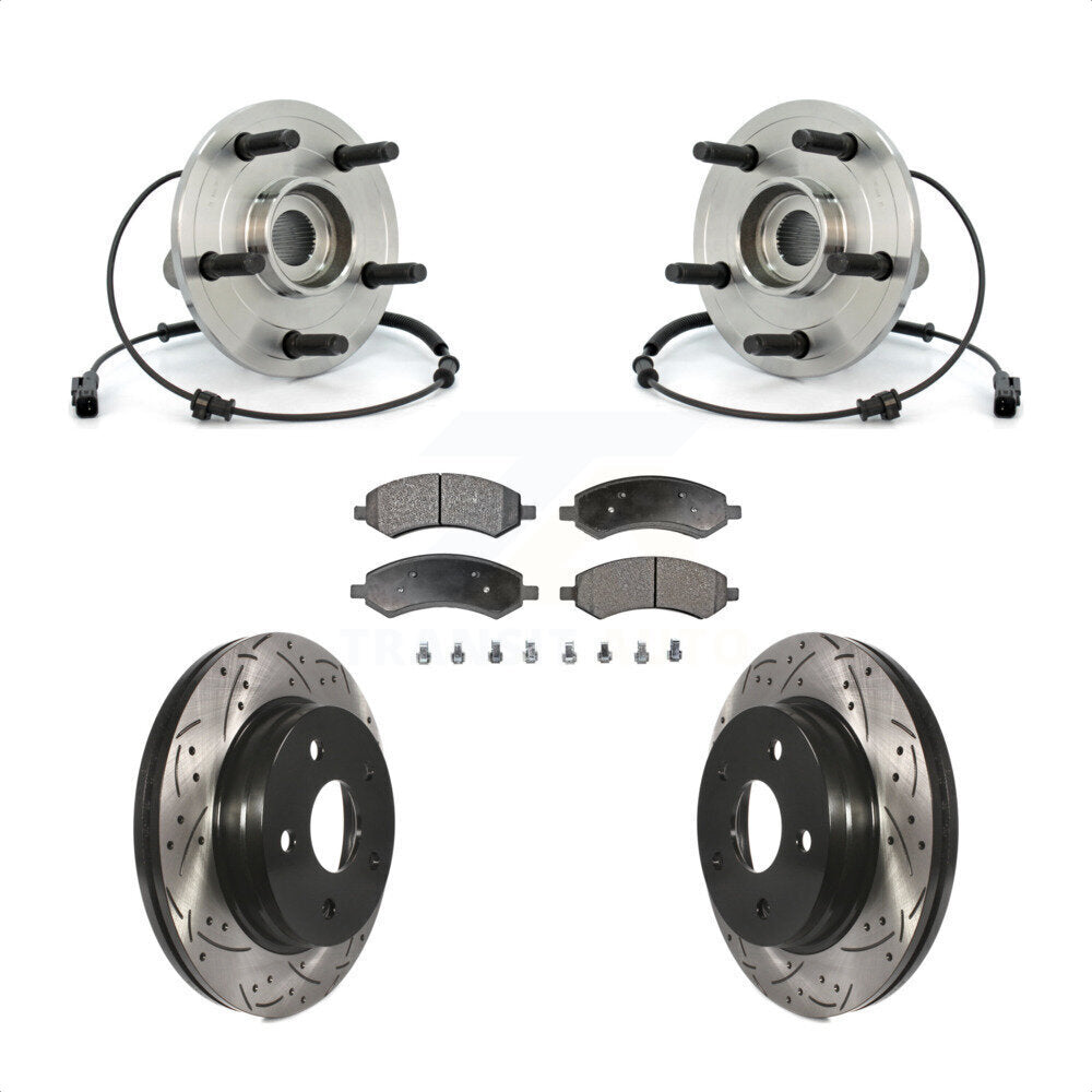 Ensemble de roulement de moyeu avant, Rotor de frein à fente percé et Kit de plaquettes pour Dodge Ram 150