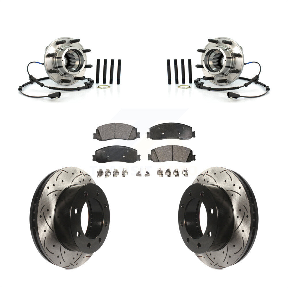 Kit de plaquettes de Rotor de frein, roulement de moyeu avant, fente de perçage, pour Ford F-350 Super Duty F-25