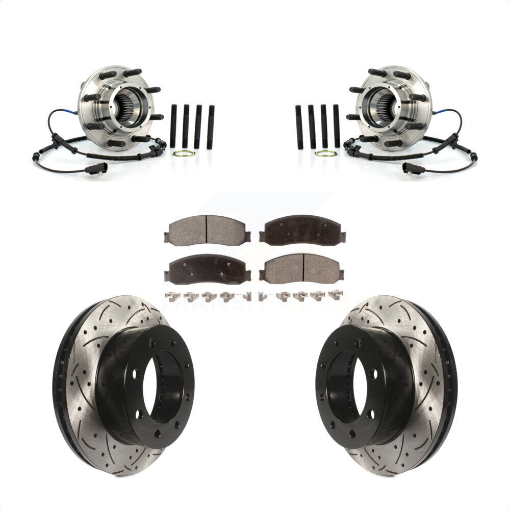 Kit de plaquettes de Rotor de frein, roulement de moyeu avant, fente de perçage, pour Ford F-350 Super Duty F-25