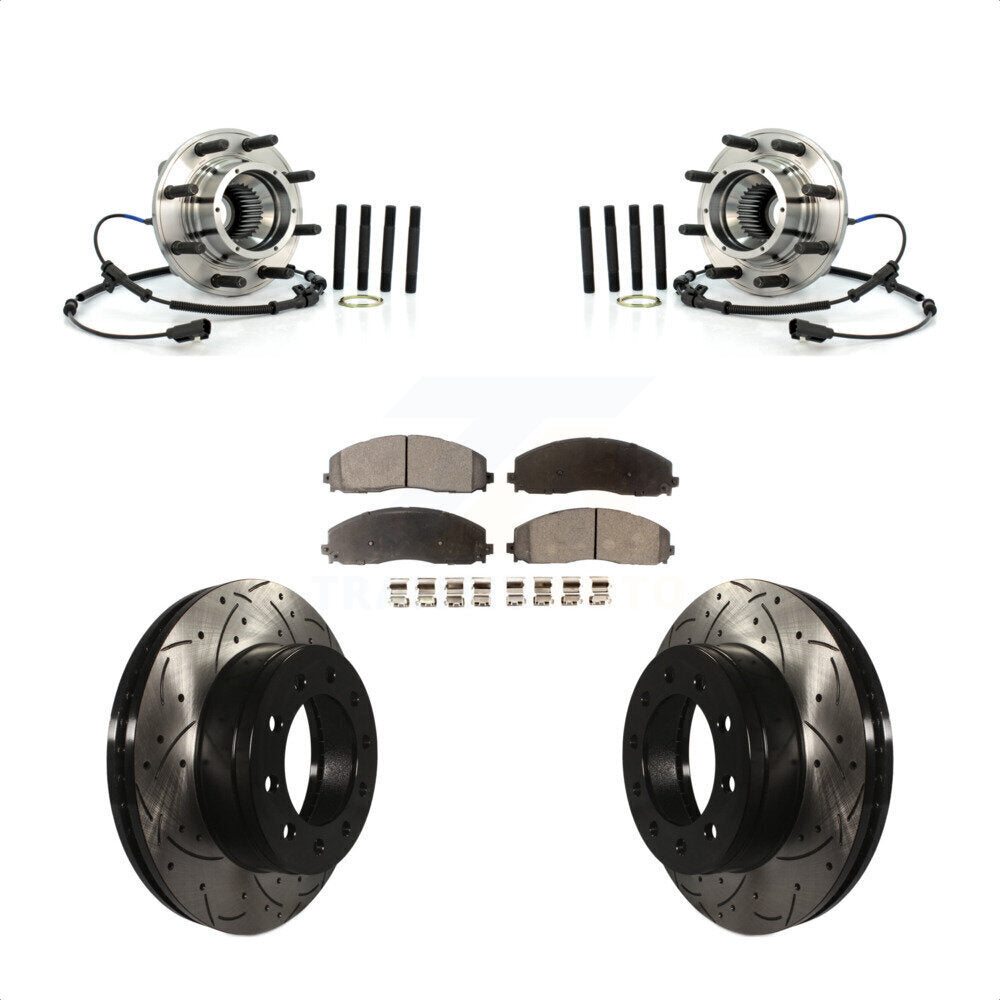 Kit de plaquettes de Rotor de frein, roulement de moyeu avant, fente percée, pour Ford F-250 Super Duty 4W