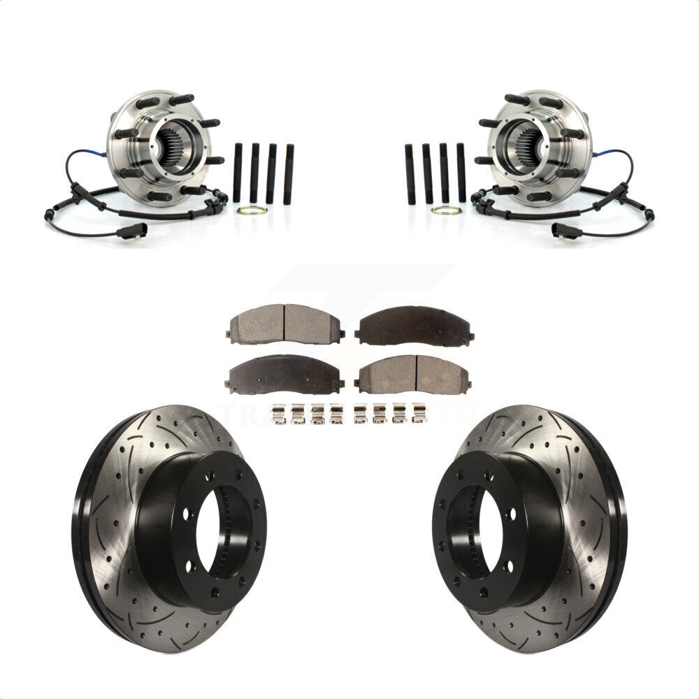 Kit de plaquettes de Rotor de frein, roulement de moyeu avant, fente de perçage, pour Ford F-250 Super Duty F-35
