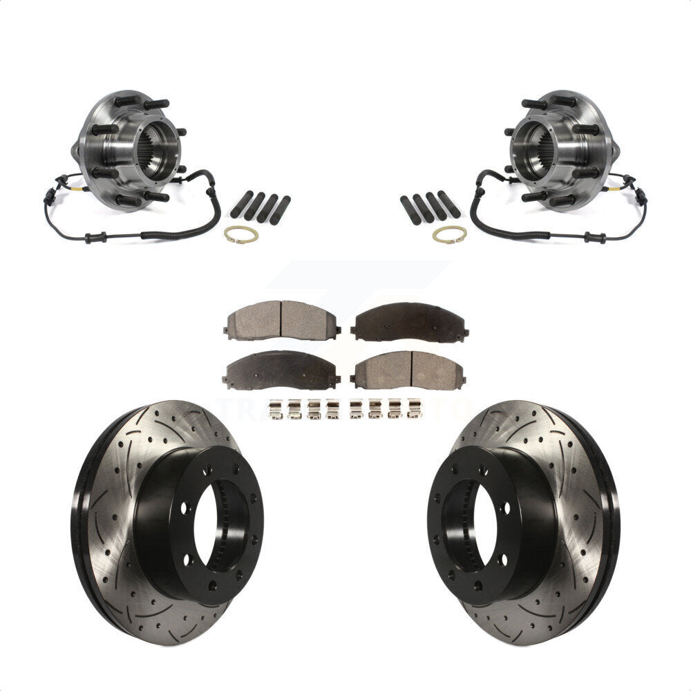 Kit de plaquettes de Rotor de frein, roulement de moyeu avant, fente percée, pour Ford F-350 Super Duty 4W