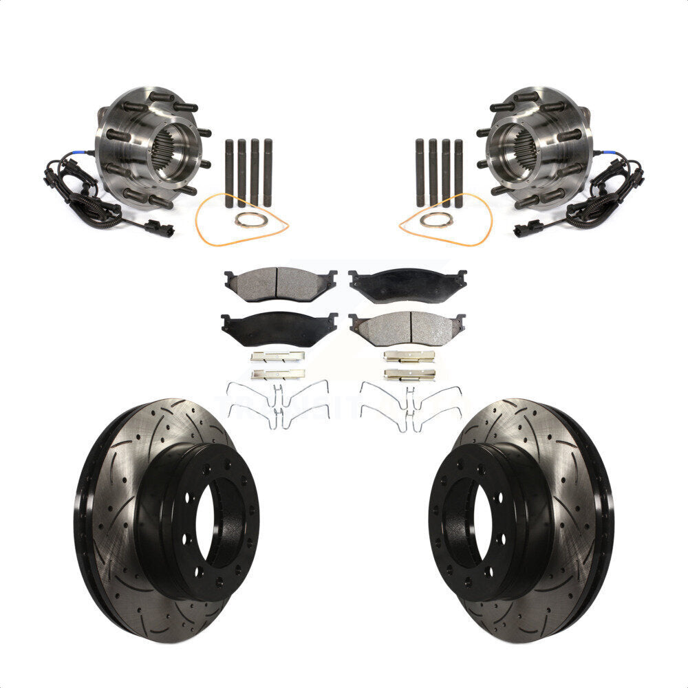 Kit de plaquettes de Rotor de frein, roulement de moyeu avant, fente de perçage, pour Ford F-450 Super Duty F-55