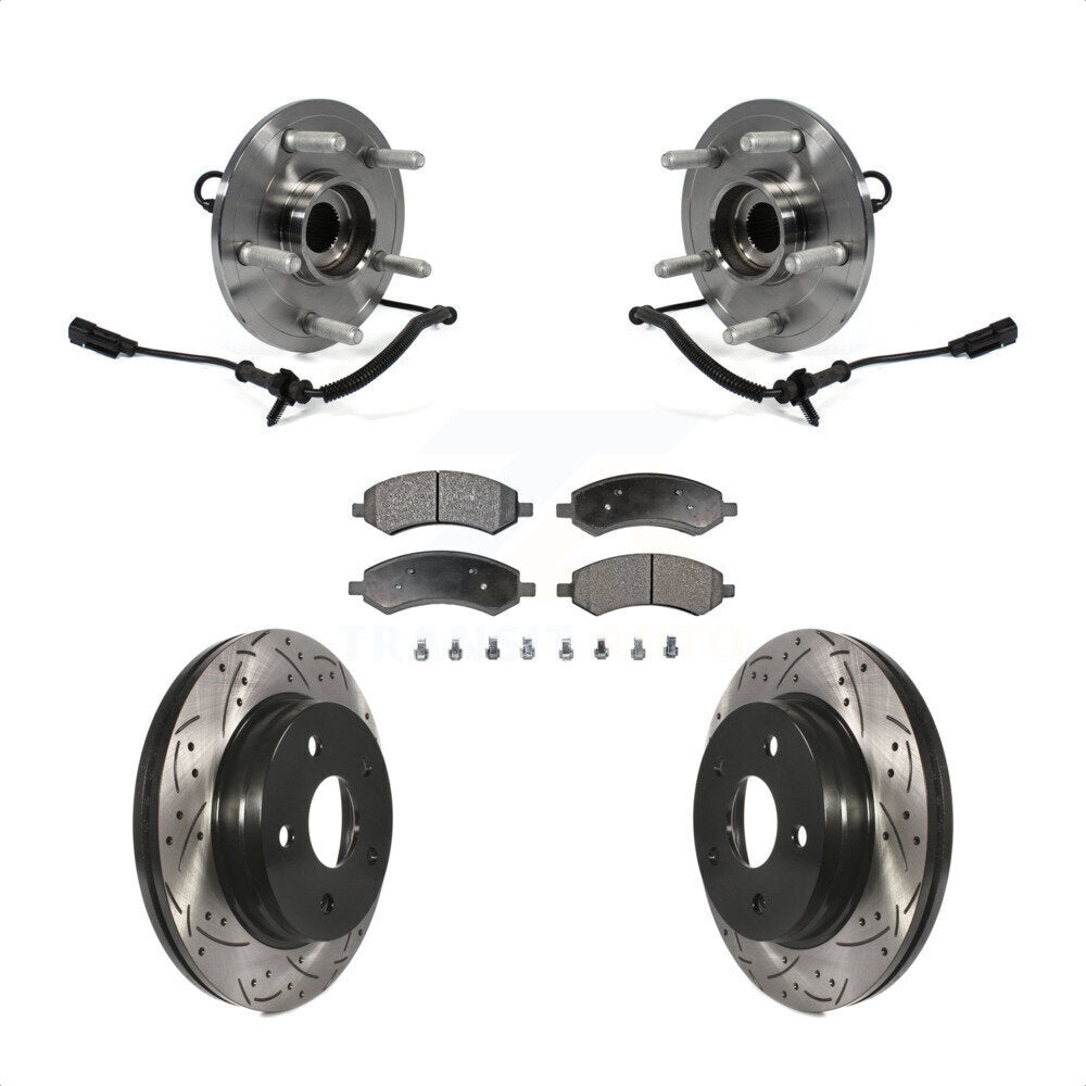 Kit de plaquettes de Rotor de frein avec roulement de moyeu avant, fente de perçage revêtue pour Ram 1500 Classic 4W