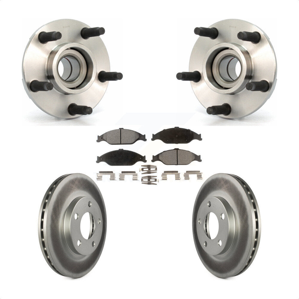 Ensemble de roulement de moyeu avant, Rotor de frein à disque revêtu et Kit de plaquettes pour Ford Mustang