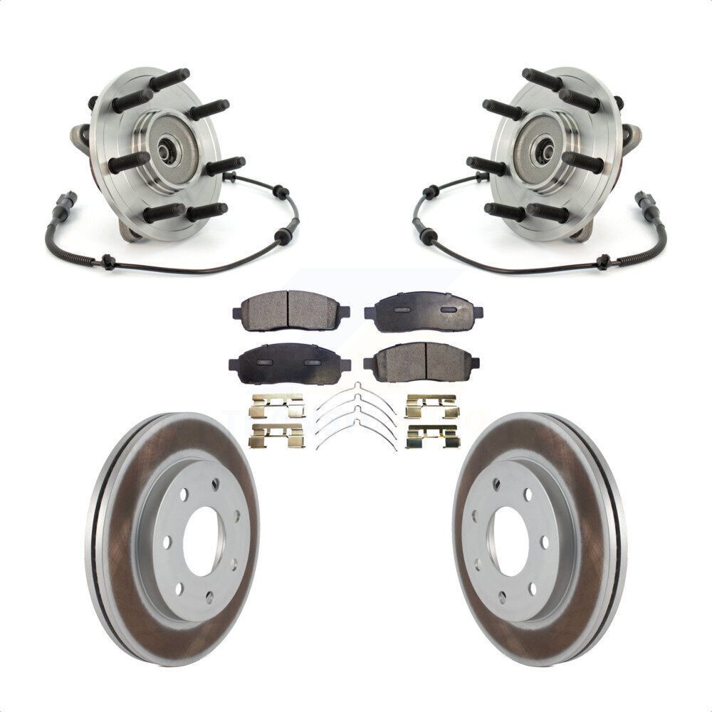 Ensemble de roulement de moyeu avant, Rotor de frein à disque revêtu et Kit de plaquettes pour Ford F-150 4W