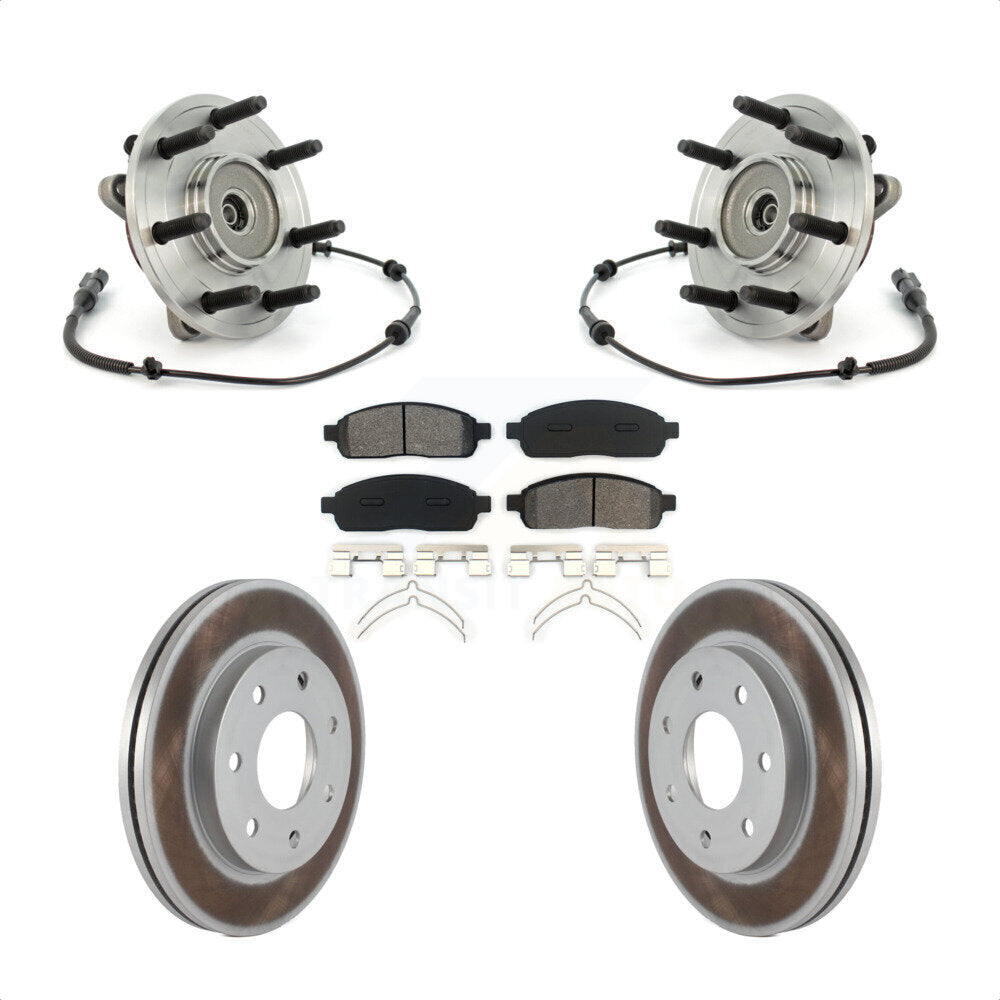 Ensemble de roulement de moyeu avant, Rotor de frein à disque revêtu et Kit de plaquettes pour Ford F-150 4W