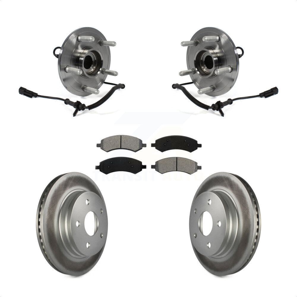 Ensemble de roulement de moyeu avant, Rotor de frein et Kit de plaquettes revêtus pour Ram 1500 Classic 4W