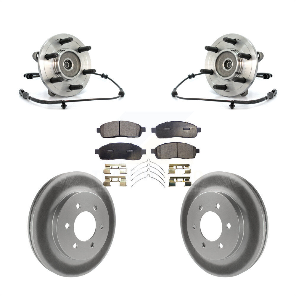 Ensemble de roulement de moyeu avant, Rotor de frein à disque revêtu et Kit de plaquettes pour Ford F-150 4W