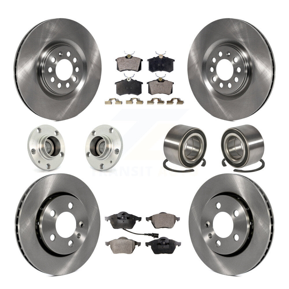 Kit de rotors et plaquettes de frein avec roulement de moyeu avant et arrière (10 pièces) pour Volkswagen Golf Audi T