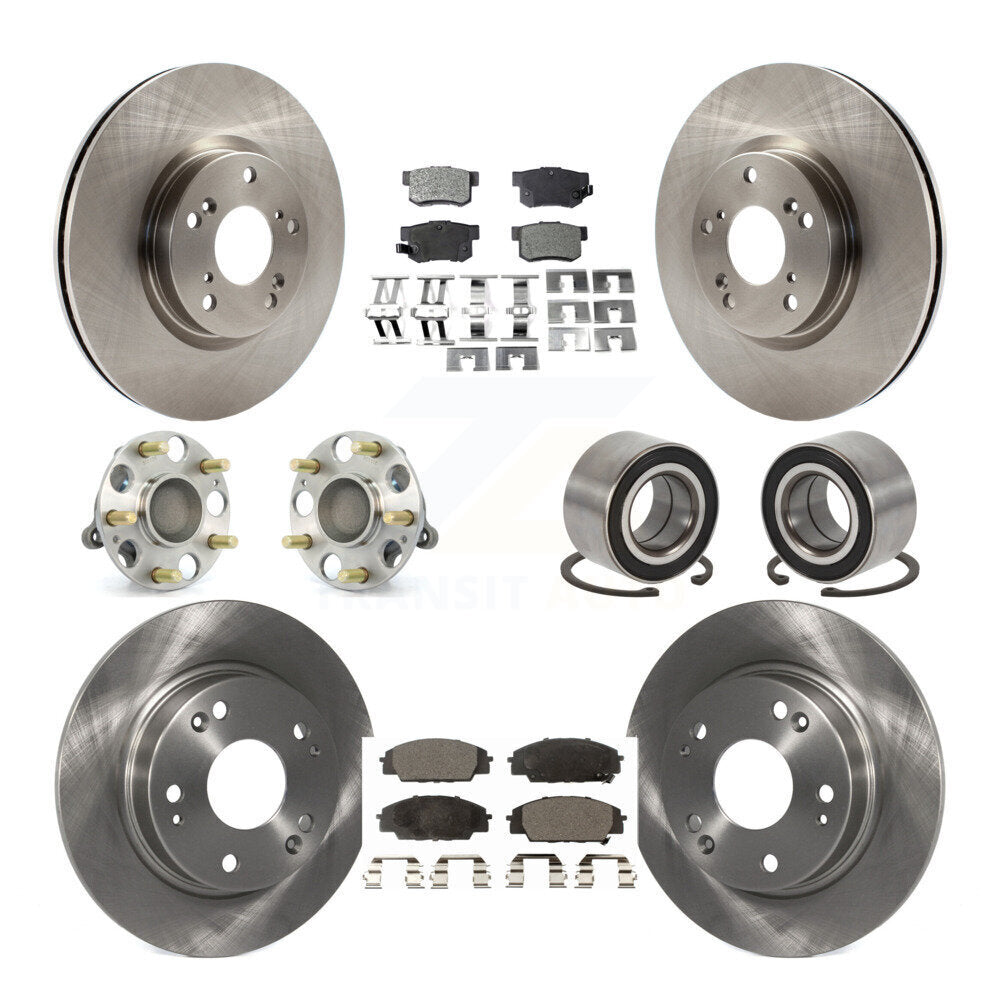 Kit de plaquettes de Rotor de frein à disque, roulement de moyeu avant et arrière (10 pièces) pour Honda Civic Acura CS