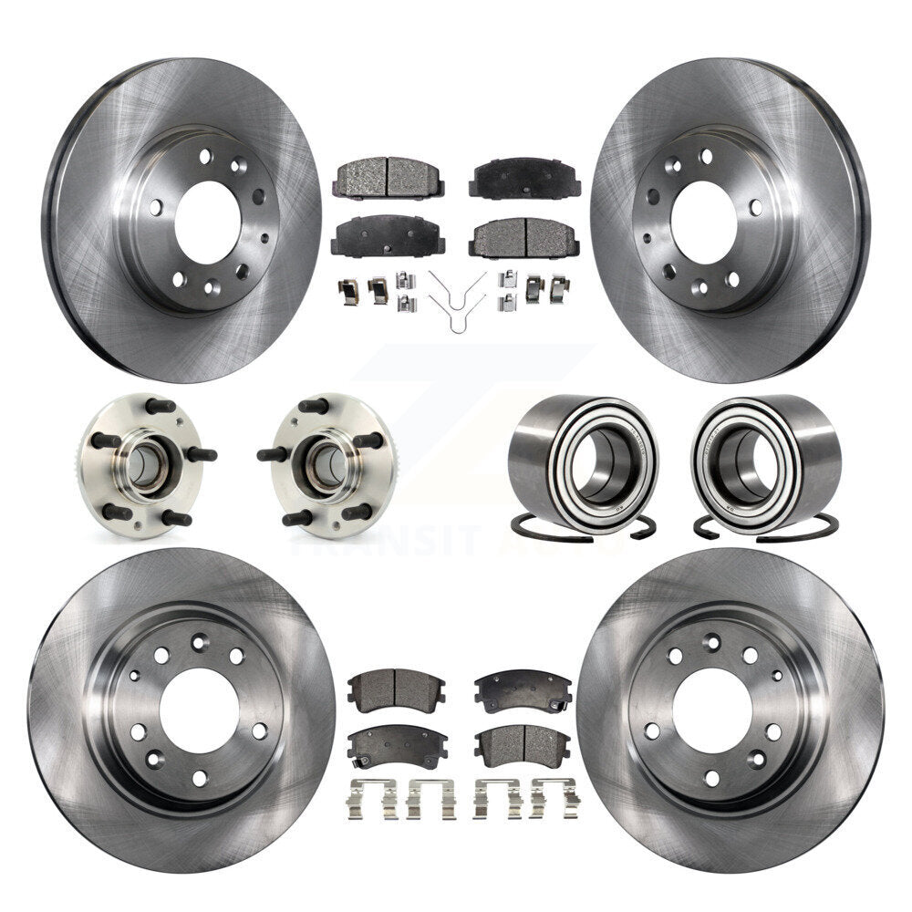 Ensemble de roulements de moyeu avant et arrière, Rotor de frein à disque et Kit de plaquettes (10 pièces) pour Mazda