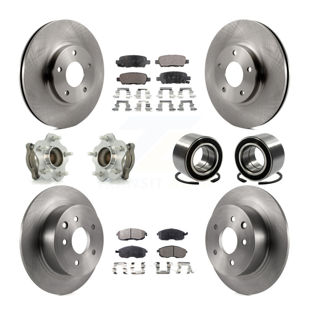 Kit de rotors et plaquettes de frein à disque, roulements de moyeu avant et arrière (10 pièces) pour Nissan Altima