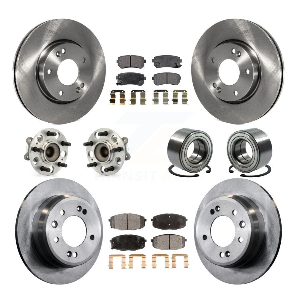 Kit de rotors et plaquettes de frein à disque, roulement de moyeu avant et arrière (10 pièces) pour Hyundai Elantr