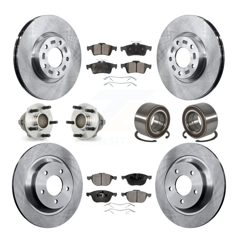 Ensemble de roulements de moyeu avant et arrière, Rotor de frein à disque et Kit de plaquettes (10 pièces) pour Mazda