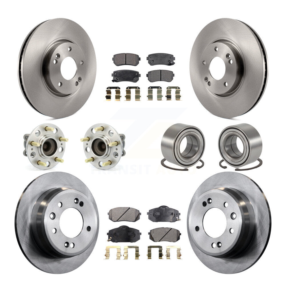 Kit de rotors et plaquettes de frein à disque, roulement de moyeu avant et arrière (10 pièces) pour Hyundai Tucson Ki