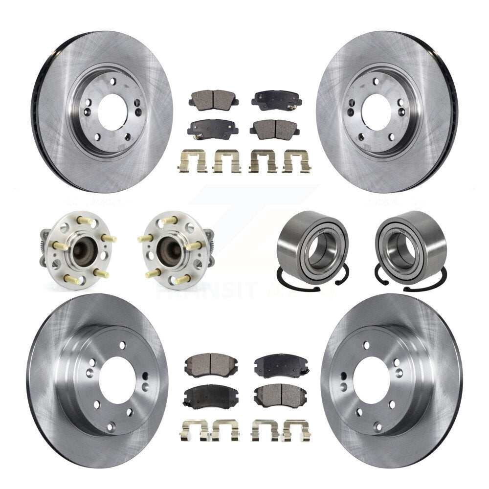 Kit de rotors et plaquettes de frein à disque, roulement de moyeu avant et arrière (10 pièces) pour Hyundai Azer 2011