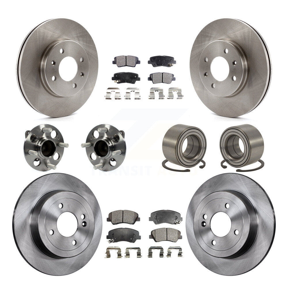 Kit de rotor et de plaquettes de frein, roulement de moyeu avant et arrière (10 pièces) pour Hyundai Accen 2012 – 2017