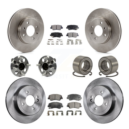 Kit de rotor et de plaquettes de frein, roulement de moyeu avant et arrière (10 pièces) pour Hyundai Accen 2012 – 2017