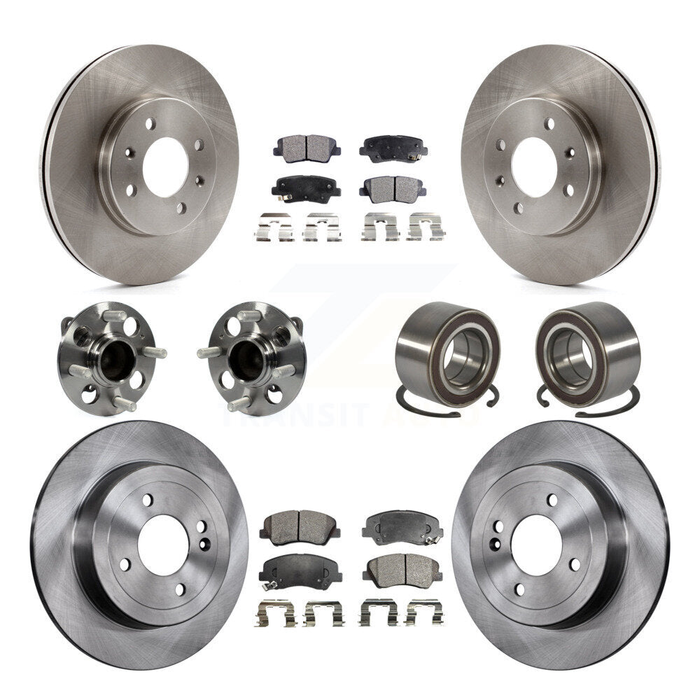 Ensemble de roulements de moyeu avant et arrière, Rotor de frein à disque et Kit de plaquettes (10 pièces) pour Kia Ri